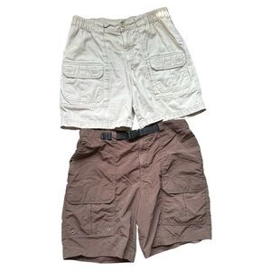 Lot of 2 pairs Croft & Barrow, size 32,  Men's Casual Cargo Shorts,Cream & Brown